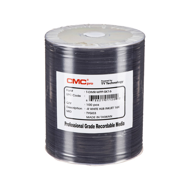 CMC Pro CD-R White Inkjet Printable Disc T-CDR-WPY-SB - 100 Disc