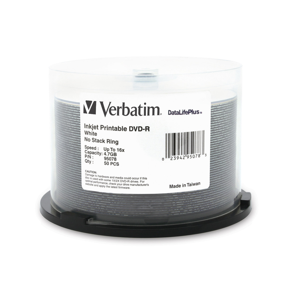 Verbatim 95078 DataLifePlus DVD-R White Inkjet Printable