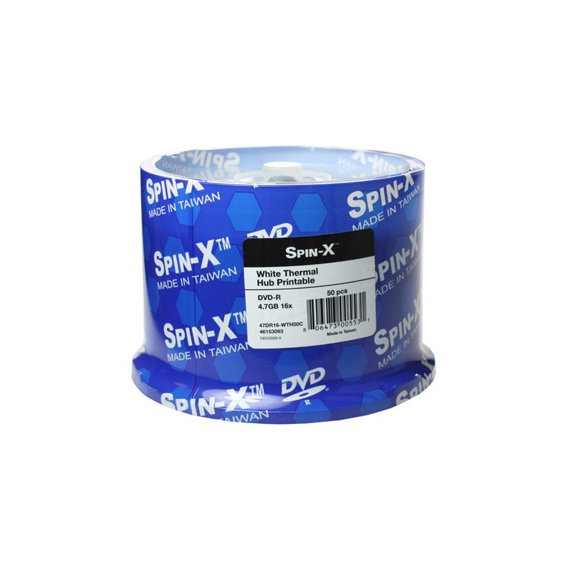 Spin-X DVD-R Silver Inkjet 16x Hub Printable - 47DR16-SIH50C