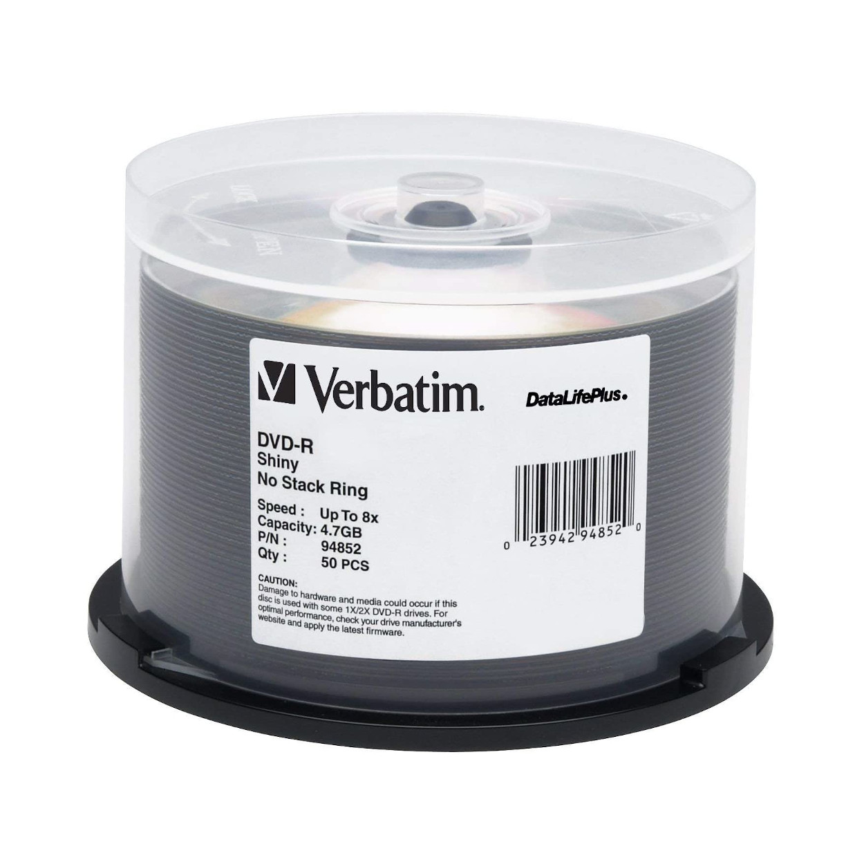 Verbatim 94852 DVD-R DataLifePlus 4.7GB/8x Shiny Silver Surface Disc - 50 Disc Spindle